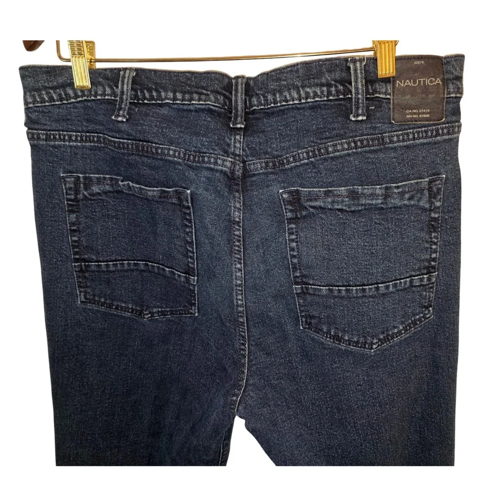 Nautica Straight Fit Jeans Mens Denim Pants Dark Wash Size 36 x 32 - Picture 5 of 11